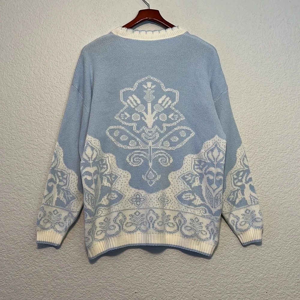 Vintage Floral Chunky Knit Sweater
